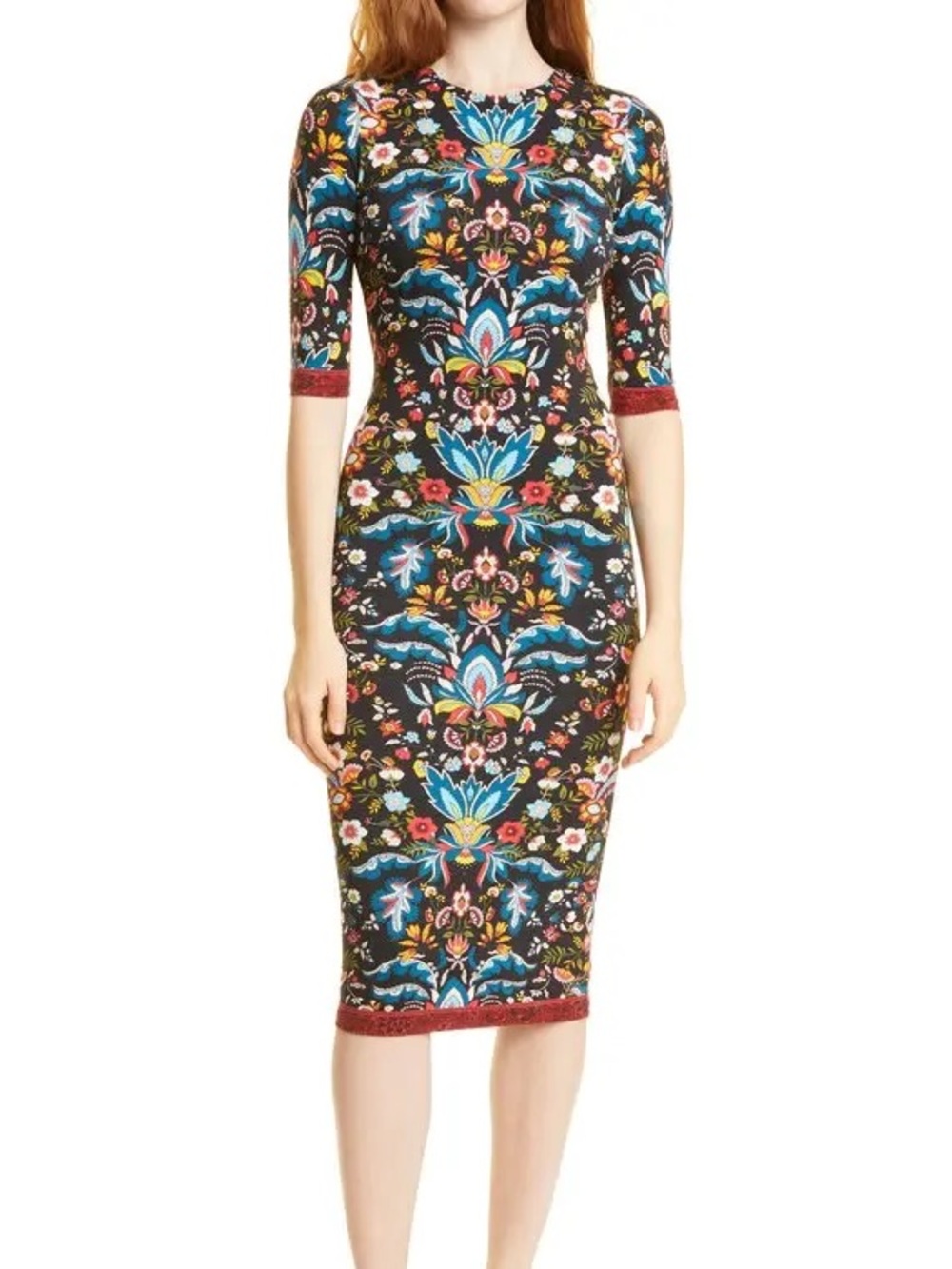 Alice + Olivia Black Delora Midi Dress